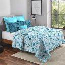 Trident Feather Tales Queen Size Reversible Comforter Double Bed Blanket, 144 Thread Count, 100% Cotton Shell with 120 GSM Polyfill, AC Blanket Double Bed, Quilt - Desert Gardern Blue...