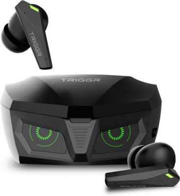 TRIGGR Kraken X1 with Battery Display, 40ms Latency, Quad Mic ENC, 40 Hr, v5.3 Bluetooth Headset  (Black, True Wireless)