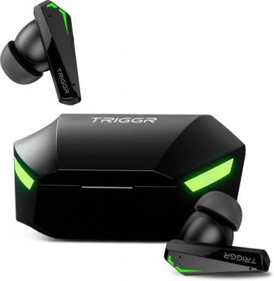 TRIGGR Kraken X2 Quad Mic ENC, 40 Hr Battery, Rapid Pair, 40ms Low Latency Gaming, v5.3 Bluetooth Headset  (Black, True Wireless)