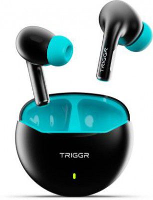 TRIGGR Rizz with 40H Playback, Spherical Design, 13mm Drivers, Rich Bass, Fast Charging Bluetooth  (Sky Black, In the Ear)