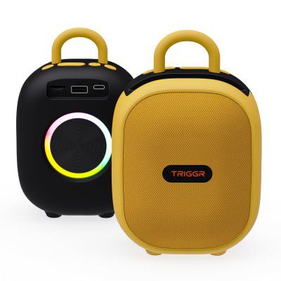TRIGGR Roar 12 Portable BT, V5.3, FM Mode, Rubber Finish, 8 Hr Playtime 12 W Bluetooth Speaker (Yellow, Mono Channel)