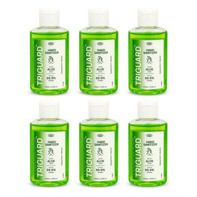Triguard Hand Sanitizer, 75% Isopropyl Alcohol Based Sanitizer, Kills Germs Instantly, With Aloe Vera and Glycerine, 100ml, Pack of 6