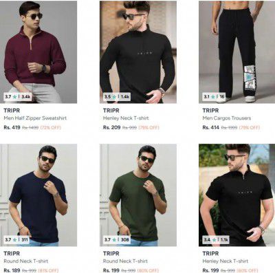 Myntra : Upto 89% OFF - Tripr Clothing | For Mens