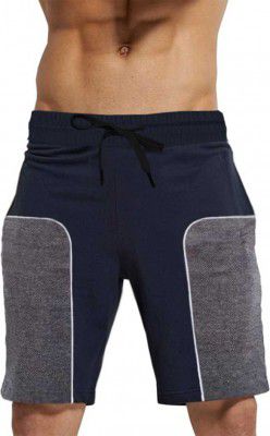 Tripr Color Block Men Dark Blue, Grey Regular Shorts