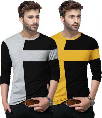 TRIPR Color Block Men Round Neck Multicolor T-Shirt (Pack of 2)