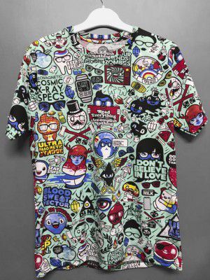 TRIPR Men Printed Round Neck Multicolor T-Shirt