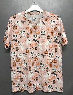 TRIPR Men Printed Round Neck Orange T-Shirt