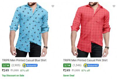 TRIPR Mens Shirts Starting @ ₹249