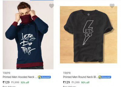 Tripr Mens T Shirts Starting at ₹129