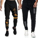 Tripr Pack of 2 Men Striped Black Track Pants...