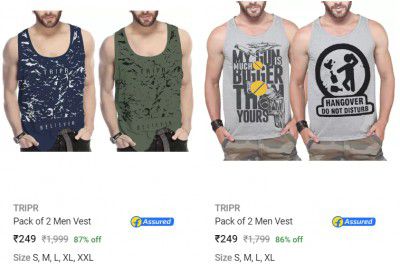 TRIPR Pack of 2 Men Vest @ ₹249