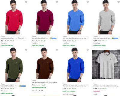Triptee Mens T Shirts Starts ₹224