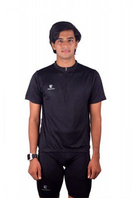 Triumph Men's Half Sleeve Plain Cycling Jersey with Reflective Logo Half Zipper Cyclist T Shirts