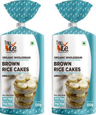 Trubite Crispy Organic Wholegrain Brown Rice Cakes (Unsalted) |100% Natural |High fiber Cookie Cake  (260 g, Pack of 2)