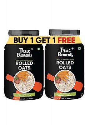 True Elements Rolled Oats 1.2kg (Buy 1 Get 1 FREE) - Rolled Oats that Keeps you Full till Lunch |100% Natural and Gluten Free Oats | Healthy Breakfast Cereals | Oats for Weight Loss Management