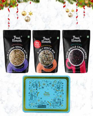 True Elements Snacks Galore Festive Gift Pack 375gm - Gift Items | Christmas Hamper | Snacks Box | New Year Gift