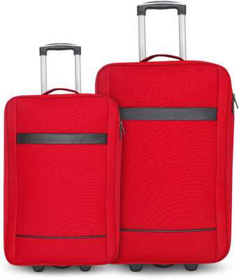 TRUMPKIN Soft Body Set of 2 Luggage - Polyester | Softsided |Trolley Bag - Red
