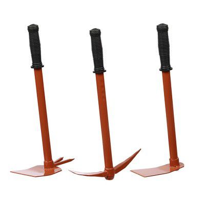 TRUPHE Heavy Duty Garden Tool Set - Set of 3 | Garden Hoe, Tiller, Hand Hoe with 3 Prongs | Orange Handle & Black Metal (Orange)