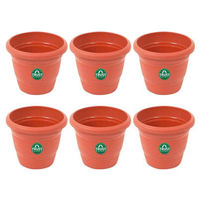 Trust Basket UV Treated Plastic Round Pot (8-inches, Set of 6)