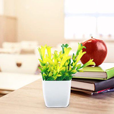 TrustBasket Artificial Potted Bunch Shrub | Decorative Artificial Potted Indoor Plant for Living Room, Table Top, Office Desks, Home Garden & Balcony.