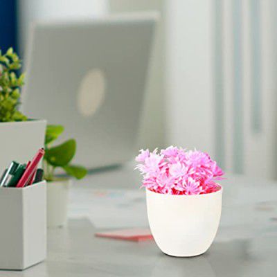 TrustBasket Artificial Potted Pink Shrub | Decorative Artificial Potted Indoor Plant