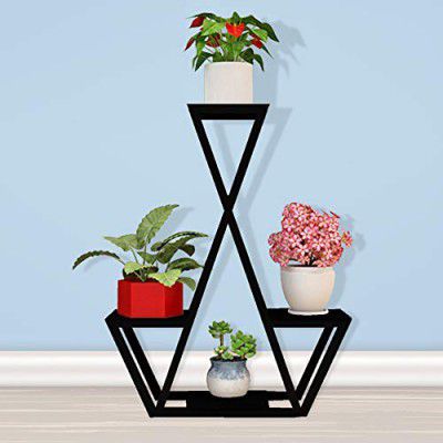 TrustBasket Elegant Planter Stand for Flower Pots (Black) | Premium Strong Durable Flower Pot Stand for Home Garden, Outdoor Balcony Indoor Living Room Decor | Gamla Stand