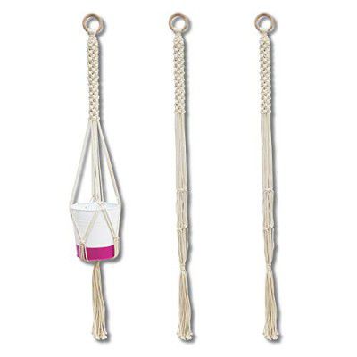 TrustBasket Lara Macrame Hanger Set of 3 | Contemporary Macrame Hanger Flower Pot Holder for Indoor & Outdoor Balcony Gardening