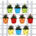 TrustBasket Round Dotted Railing Planters (Multicolour, Pack of 10)...
