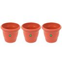 TrustBasket UV Treated Plastic Round Pot (6 Inches)-Terracotta Color-Set of 3 | Heavy Duty Highly Durable Plant Container Gamla...