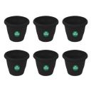 TrustBasket UV Treated Plastic Round Pot (6 Inches) -Black Color - Set of 6...