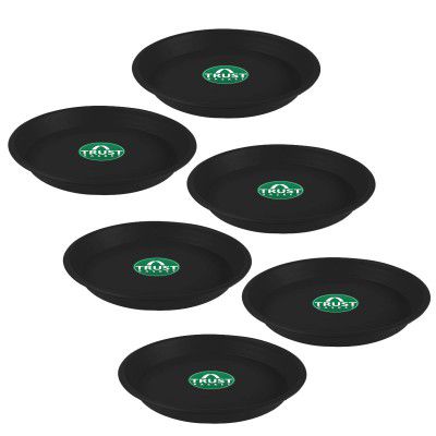 TrustBasket UV Treated Round Bottom Tray(Plate/Saucer) Suitable for 6 inch Round Plastic Pot - Black Color-Set of 6 | Heavy Duty Highly Durable Plant saucerGamla for Indoor Home Decor & Outdoor Balcon