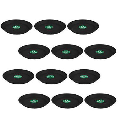 TrustBasket UV Treated Round Bottom Tray(Plate/Saucer) Suitable for 6 inch Round Plastic Pot - Black Color-Set of 12 