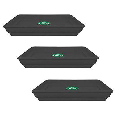 TrustBasket UV Treated Square Bottom Tray(Plate/Saucer) Suitable for 10 inch Square Plastic Pot - Black Color - Set of 3 | Heavy Duty Highly Durable Plant saucerGamla for Indoor Home Decor & Outdoor B