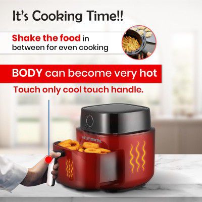 truTRTL Digital Air Fryer for Home with Reservation Technology | Actual 4.5 Liter, 1400 Watt | Glossy Black