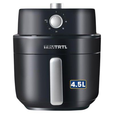 truTRTL Smart Manual 4.5L Air Fryer | Healthy cooking with upto 90% less Oil | 1400 Watt | Temp Control & Time setting Knobs | Bake, Roast, Air Fry, Grill, Re-heat | Glossy Black