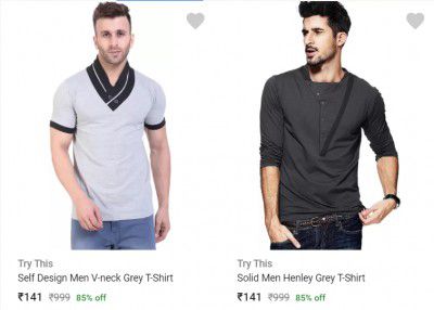 Try This Mens T Shirts upto ₹141