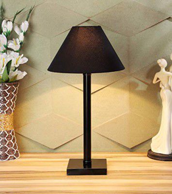 tu casa Black Cotton Shade with Black Metal-Iron Base Table Lamp (Height : 19 Inch/No Blub Included)