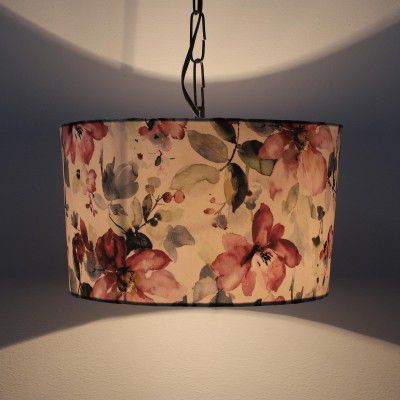 tu casa Cobra Saffron Print Fabric Glow Pendent Light Hanging Lamp (Height - 20")