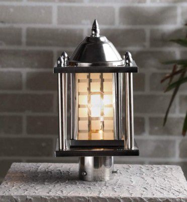 tu casa Crome Metal Shade with Crome Steel Base Gate Light 