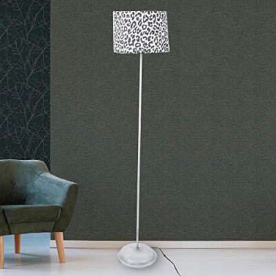 tu casa Floor Lamps White Metal Base with Multi Leopard Cotton (Leopard Print) (H-56.5")