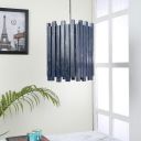 tu casa Hanging Lamps with Mango Wooden Base & Blue Wood Shades for Home Décor (Height: - 77cm) - Bulb not Included...