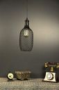 Tu Casa HG-15 Bottle Shape Metal mesh pendent Light Iron Holder Type e-27 Size 11x5x29"-(Bulb not Included)...