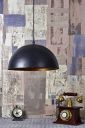 tu casa HG-20 12" Iron Metal Dome Pendent Light - Holder Type e-27 (Size 7x12x27", 220W, Bulb not Included, Black-Gold)...