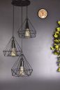 Tu Casa HG-35 3 Diamond pendent Light Iron Holder Type e-27 Size 18x18x40 (Bulb not Included)...