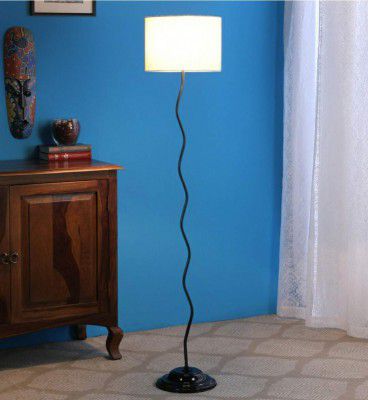 tu casa Metal Iron Floor Lamp with Base Holder, Off White