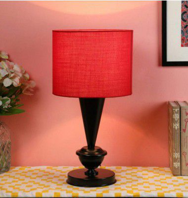 tu casa Metal-Iron Table Lamp with Holder, Red