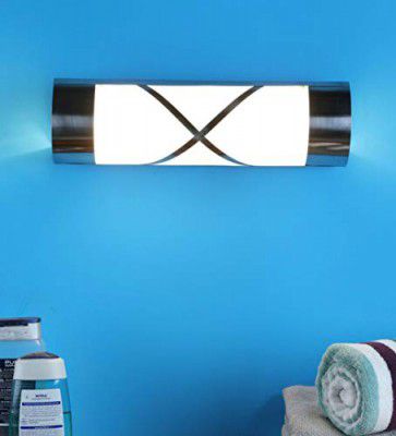 tu casa Ntu-120 Silver Glass & Steel Bath Light by tu casa Holder Type b-22 (Bulb not Included)