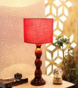 tu casa Ntu-180 red Cotton Shade Table lamp with Wood Base Holder type-b-22 (Bulb not Included)...