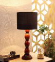 tu casa Ntu-209 Cotton Shade Table Lamp with Wood Base and B-22 Holder ( Black, Bulb not Included)...