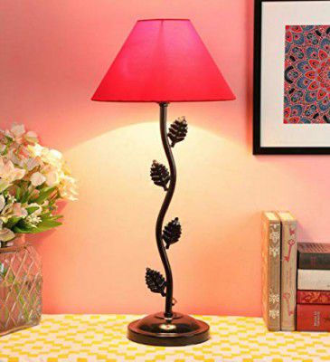 tu casa Ntu-35 red Cotton Shade Table lamp with Metal Base by tu casa Holder Type b-22 (Bulb not Included)